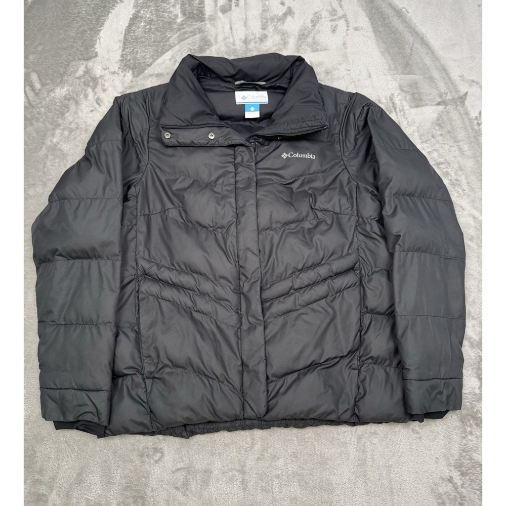 Columbia Jacket Womens Medium Black Quilted Puffer Insulated Zip Packable Coat